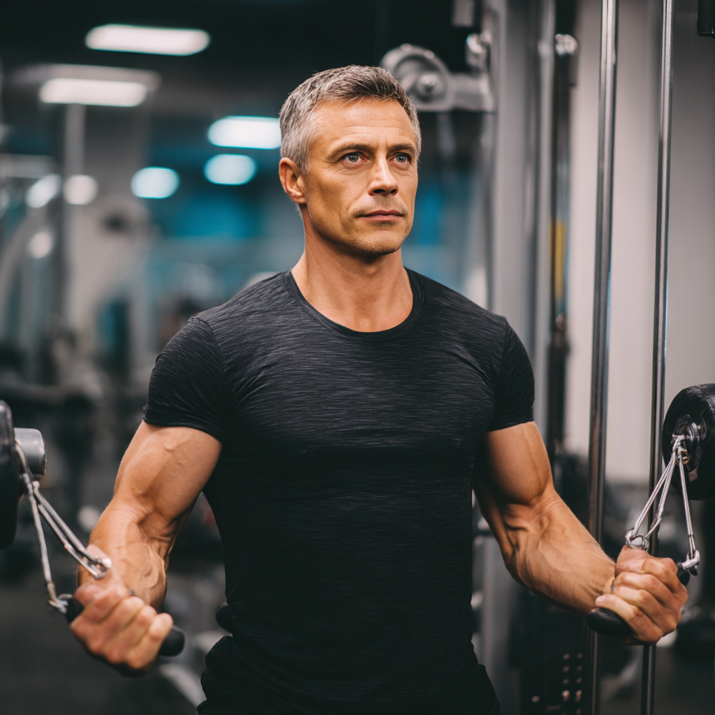 Mature Ukrainian adults participating in endurance training with positive expressions